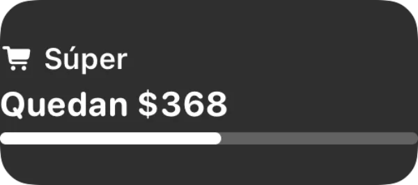 Widget rectangular de pantalla bloqueada: quedan $368 en Súper