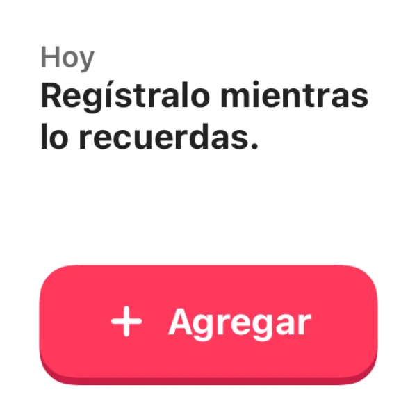 Widget pequeño de registro rápido con botón Agregar